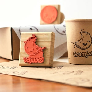 Custom Business Logo Stamp, Personalized Small & Large Rubber Stamps, Stamp for Fabric Cardboard Mailer Paper Cups Kraft Bags, Pottery Stamp zdjęcie 3