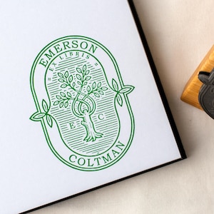 Personalized Book Stamp, Tree of Life Engraving | Custom Ex Libris Bookplate