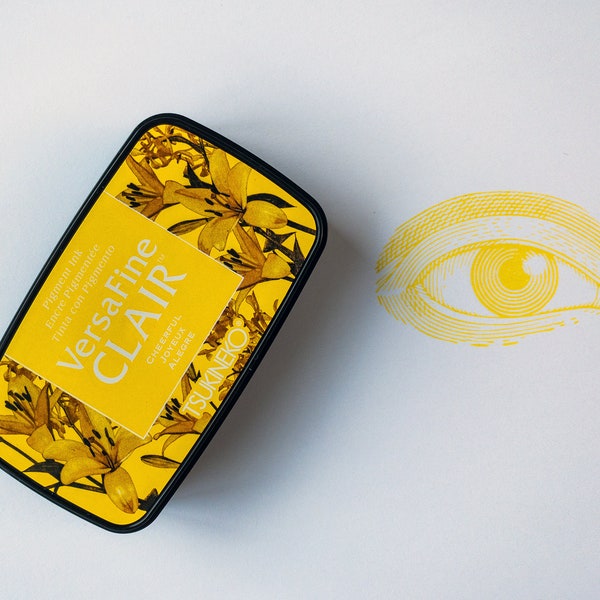 Versafine Clair Cheerful Yellow Rubber Stamp Ink Pad, Fast Drying Pigment Ink, Tsukineko Watercolor Stamper, Scrapbook Card Craft Supplies