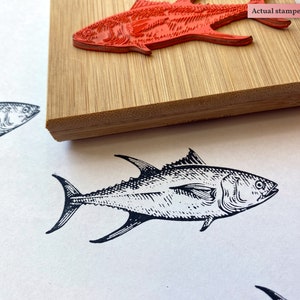 Blauwvintonijn Rubberstempel - Sea Life Stamps - Vissen Stamps - Craft Planners stempelen - Vintage vispostzegels - Aangepaste cadeauverpakking