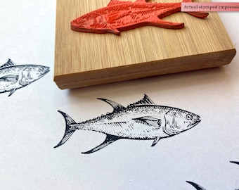 Bluefin Tuna Fish Rubber Stamp - Sea Life Stamps - Fishing Stamps - Stamping Craft Planners - Vintage Fish Stamps - Custom Gift Wrap