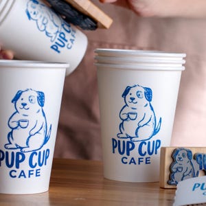 Sello para tazas de café, sello personalizado con logotipo para bolsas Kraft, fundas para tazas y embalaje, sello de goma personalizado grande, sello para tazas de espresso