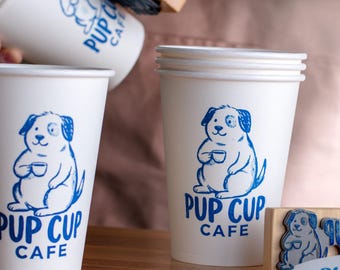 Coffee Cup Stamp, Custom Business Logo Stamp for Kraft Bags Cup Sleeves and Packaging, Large Custom Rubber Stamp, Espresso Cup Stamper