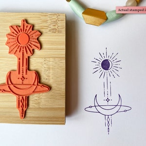 Sigil Sun and Moon Solar Eclipse Symbol Rubber Stamp - Celestial Linear ...