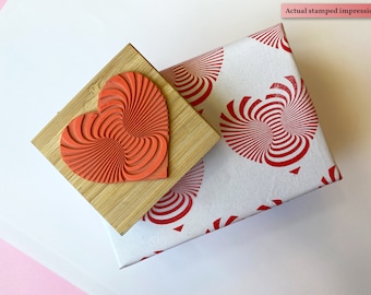 Custom Wedding Heart Stamp - Optical Illusion Stamp - Psychedelic Heart Stamp - Geometric Heart - Love Journaling Stamp - Small Business