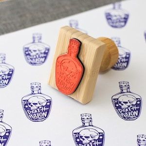 Halloween Tod Gift Schädel in Flasche Stempel, Gothic Punk Zaubertrank, Dark Academia, Hexerei Illustration, Whimsigoth Kunst