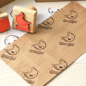 Custom Business Logo Stamp, Personalized Small & Large Rubber Stamps, Stamp for Fabric Cardboard Mailer Paper Cups Kraft Bags, Pottery Stamp image 6
