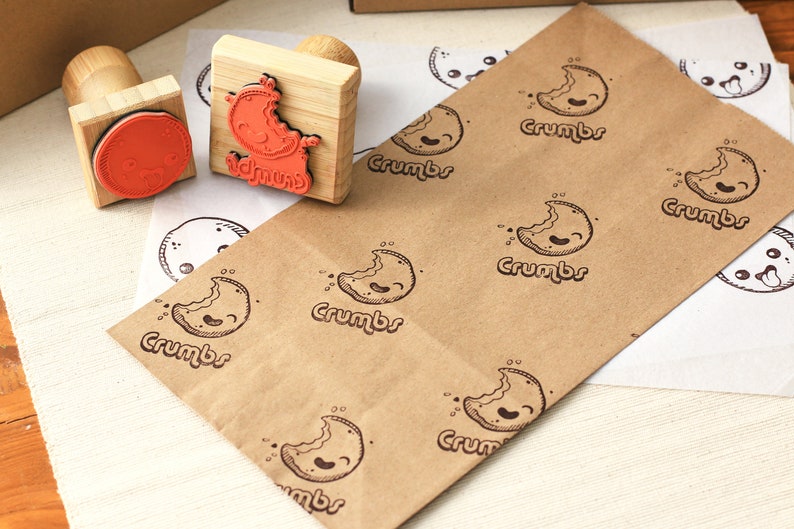 Custom Business Logo Stamp, Personalized Small & Large Rubber Stamps, Stamp for Fabric Cardboard Mailer Paper Cups Kraft Bags, Pottery Stamp zdjęcie 6