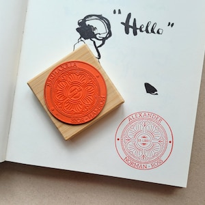 Custom Ex Libris Book Stamp, Floral Design Stamp, Personalized Library Rubber Stamper, Book Lover Bibliophile Gift for Him or Her image 3