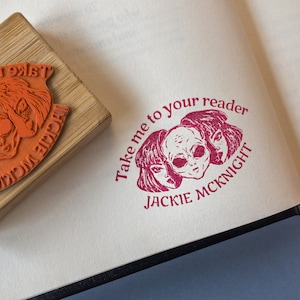 Custom Book Stamp, Dark Academia, Take Me To Your Reader, Personalized Ex Libris Library Rubber Stamper, This Book Belongs To, Book Lover