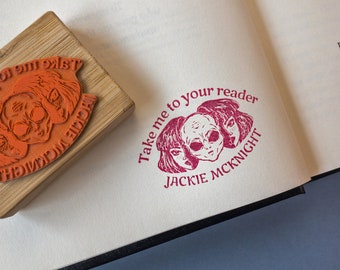 Custom Book Stamp, Dark Academia, Take Me To Your Reader, Personalized Ex Libris Library Rubber Stamper, This Book Belongs To, Book Lover