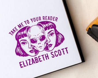 Custom Book Stamp, Dark Academia, Take Me To Your Reader, Personalized Ex Libris Library Rubber Stamper, This Book Belongs To, Book Lover