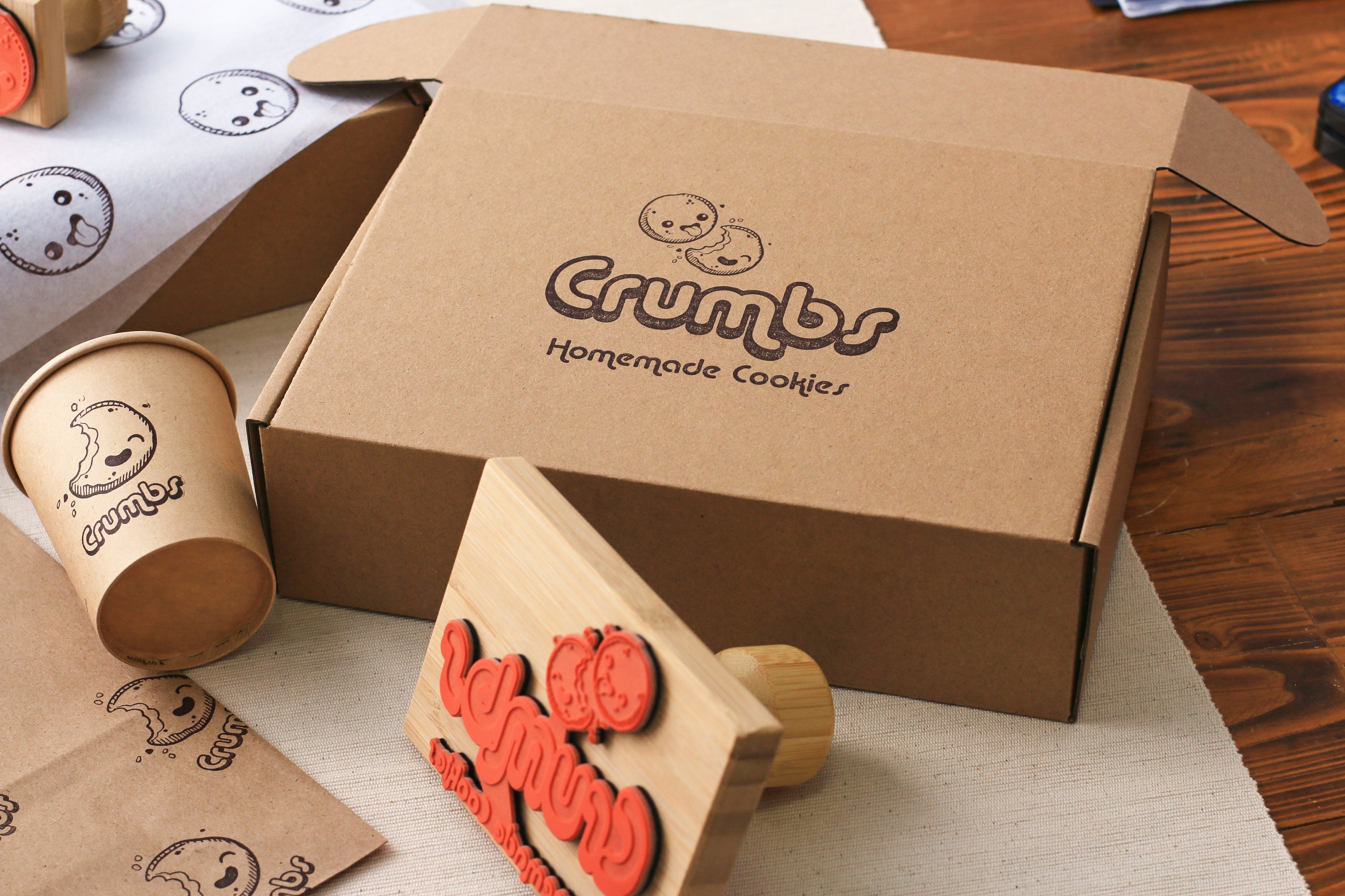 Custom Business Logo Stamp, Personalized Small & Large Rubber Stamps, Stamp for Fabric Cardboard Mailer Paper Cups Kraft Bags, Pottery Stamp