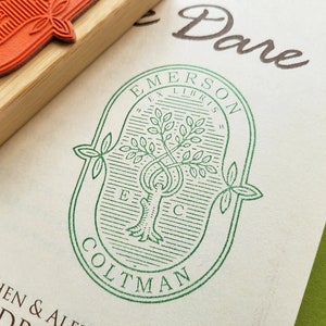 Buch Stempel - Vintage Olivenbaum Design - Personalisierte Ex Libris - Bibliothek Stempel - Geschenk für Buchliebhaber - Botanische Stempel