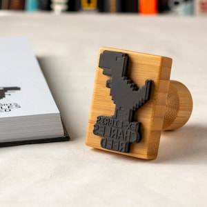 Custom Book Stamp, Pixel Art T-rex Dinosaur | Personalized Retro Ex ...