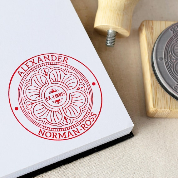 Stamp Design Book Stamps Personalized Custom Rose Ex Libris Book Stamp | Personalized Library Stamp Embosser