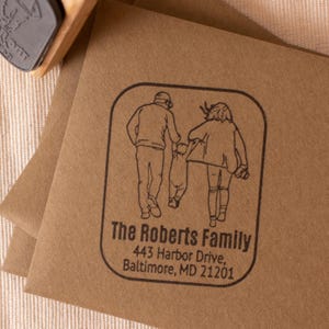 Aangepaste adresstempel • Stempel retouradres • Lijntekeningen anonieme portretstempel • Minimalistisch portret van foto • Aangepast housewarmingcadeau