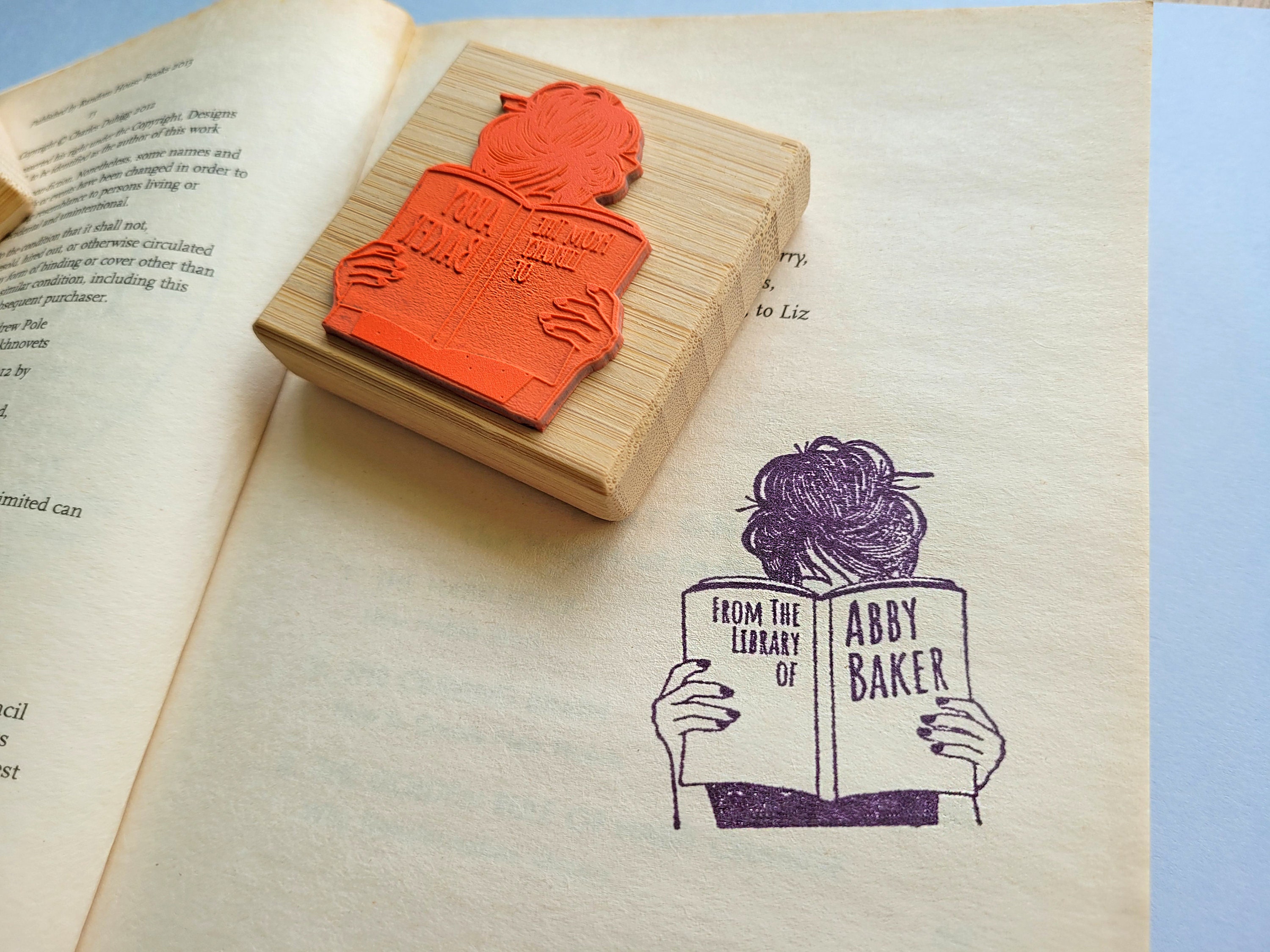 Custom Ex Libris Book Stamp, Woman Reading Library Book, Personalized  Library Rubber Stamper, Book Lover Bibliophile Gift for Him or Her 