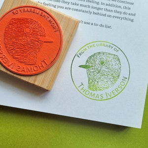 Custom Book Stamp, Robin Redbreast, From the Library of Book Stamp, Personalized Rubber Stamps, Book Lover Gift Idea for Him or Her