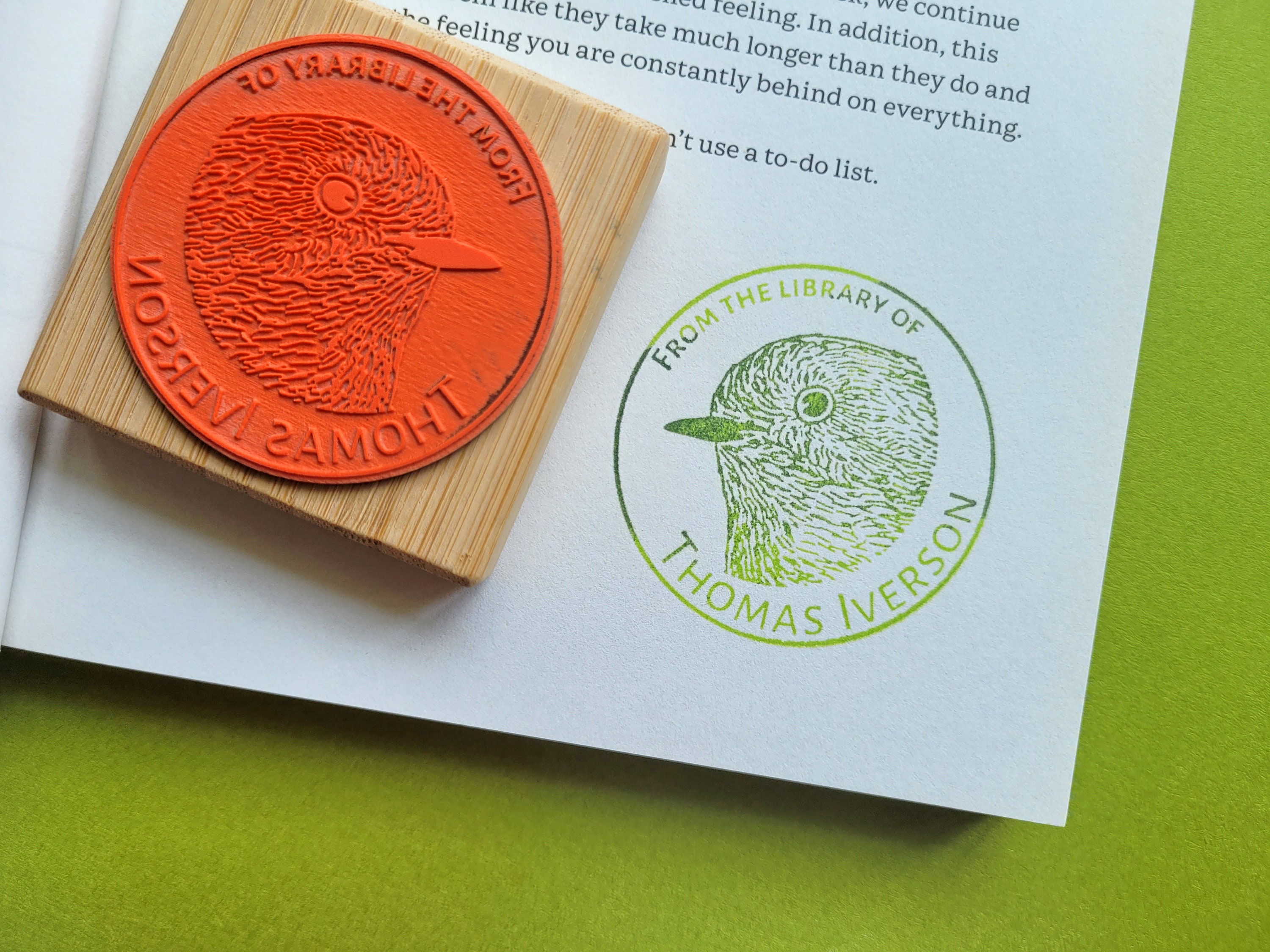 Custom Book Stamp, Robin Redbreast, From the Library of Book Stamp, Personalized Rubber Stamps, Book Lover Gift Idea for Him or Her