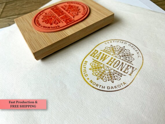 Custom Wood Rubber Stamp Personalized Circle Logo (2'')