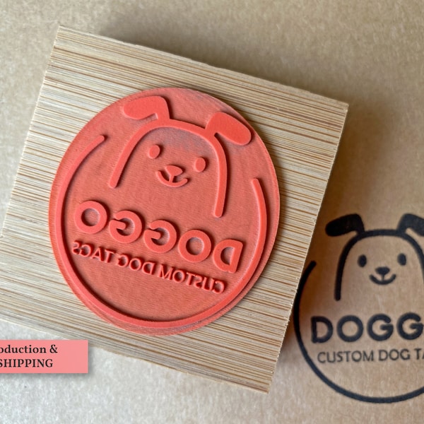 Sello de logotipo personalizado - Sello de goma comercial personalizado - Sello de tamaño pequeño a grande con almohadilla de tinta - Sello de marca de madera