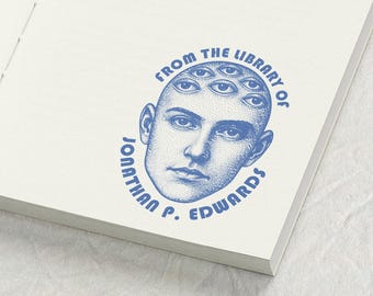 Custom Library Stamp - Many Eyes Rubber Book Stamp - Dark Academia - Gothic Book Lover Gift Idea - Book Accessories - Book Stamp with Handle