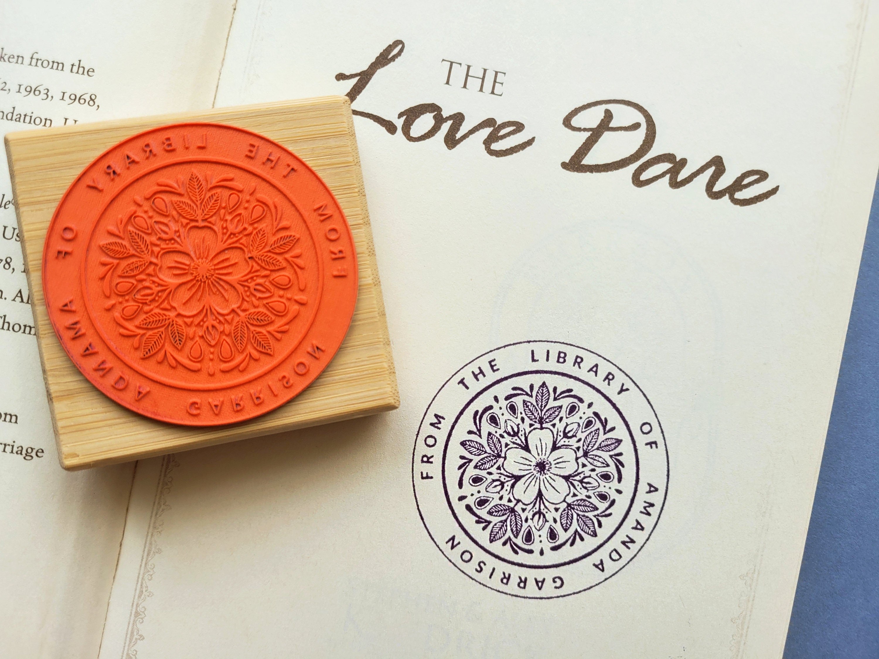 Personalized Library Stamp, Custom Rubber Stamp, Book Stamp, This Book –  SayaBell Stamps