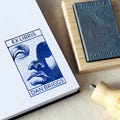 Custom BOOK STAMP with name - Ex Libris Custom LIBRARY Rubber Stamp -  Personalized Sculpture Image Wood Mounted Stamper - Book Lover Gift product logo