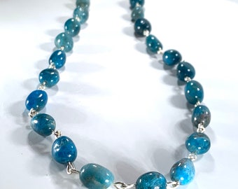 Blue apatite gemstone necklace