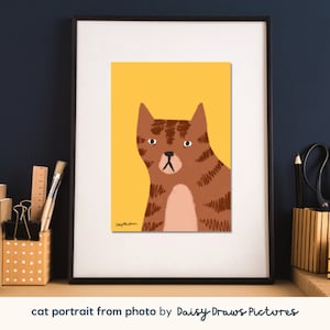 Custom Cat Portrait from Photo - Illustrated Portrait/ Pet Sympathy Gift/ Cat Lover Gift