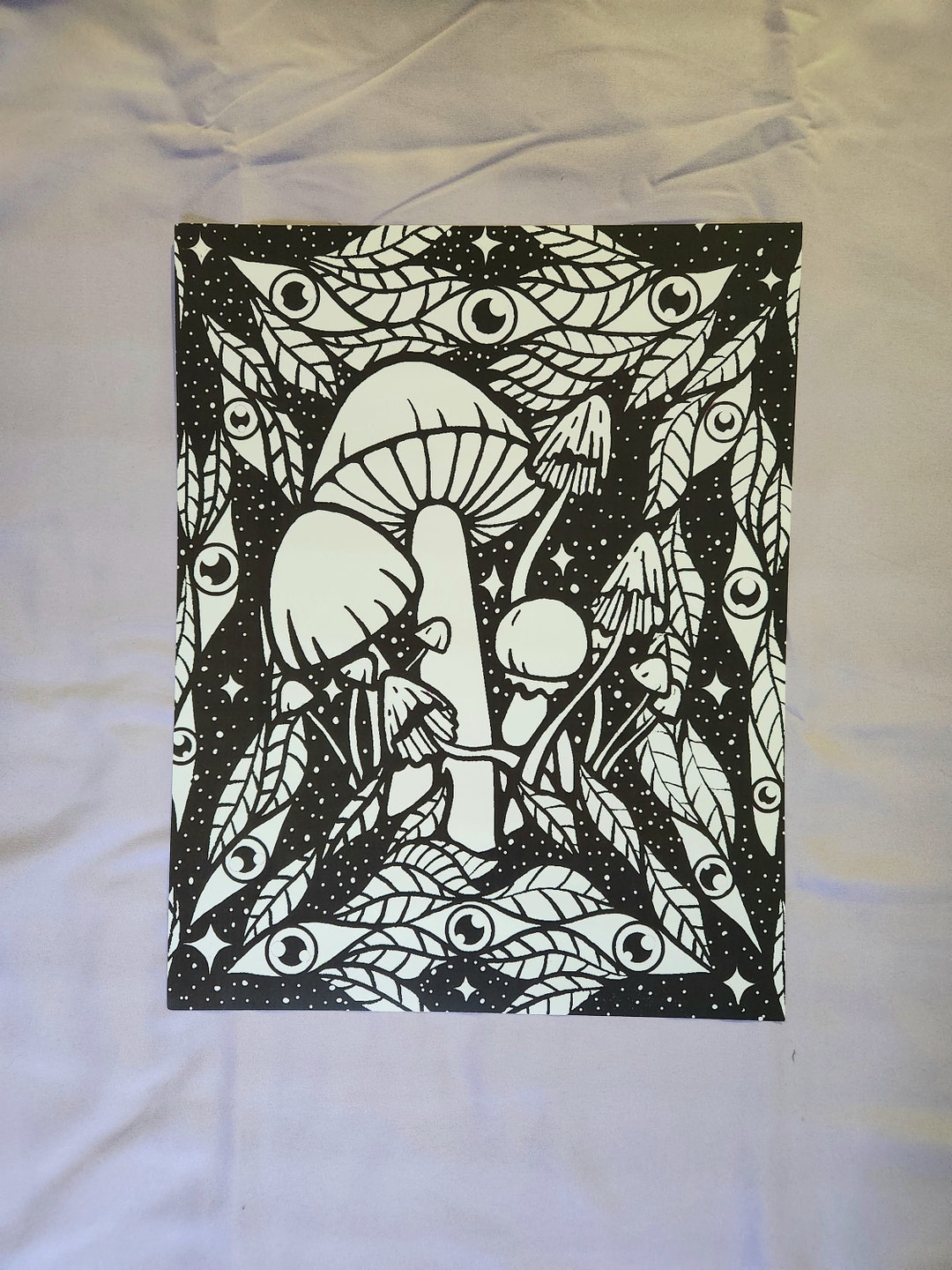 See-through Forest (black and White) Art Print, Trippy Mushroom Design ...