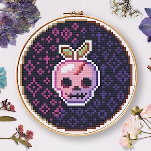 Skully Cross Stitch Pattern, Cross Stitch Art, Halloween Cross Stitch Pattern, Skull Cross Stitch, Spooky Cross Stitch
