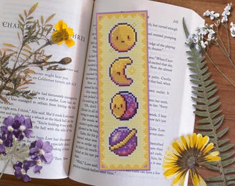 Stars Moons Cross Stitch Bookmark Pattern (Digital Download)