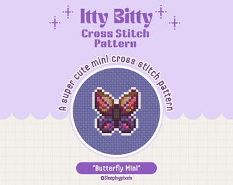 Butterfly Pixel Art Mini Cross Stitch Pattern (Digital Download)