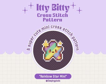 Rainbow Star Mini Cross Stitch Pattern, Beginner Friendly (PDF Pattern)