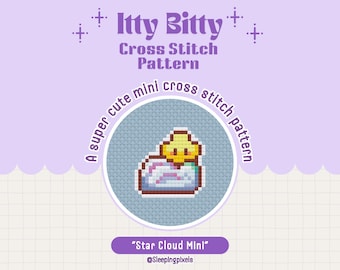 Star Cloud Mini Cross Stitch Pattern, Beginner Friendly (PDF Pattern)