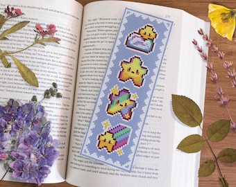 Rainbow Stars Bookmark Cross Stitch Pattern, Celestial Pixel Art (PDF Pattern)