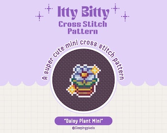 Daisy Plant Mini Cross Stitch Pattern, Beginner Friendly (PDF Pattern)