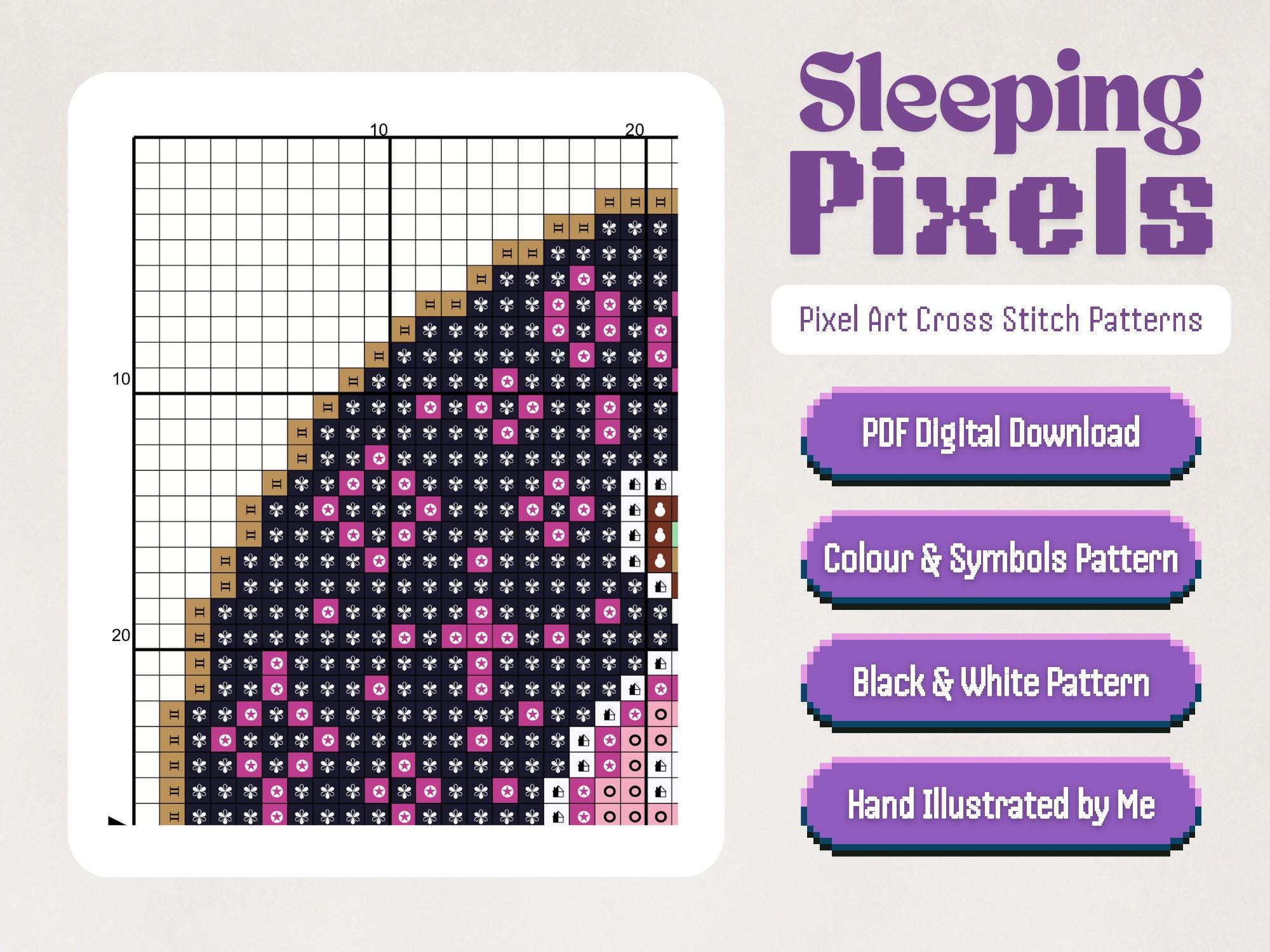 Skull Cross Stitch Pattern, Halloween Pixel Art (PDF Pattern) - Etsy