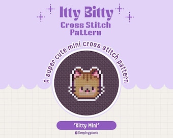 Kitty Mini Cross Stitch Pattern, Beginner Friendly (Digital Download)