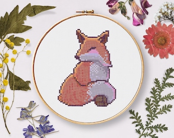 Autumn Fox Cross Stitch Pattern, Pixel Art (PDF Pattern)
