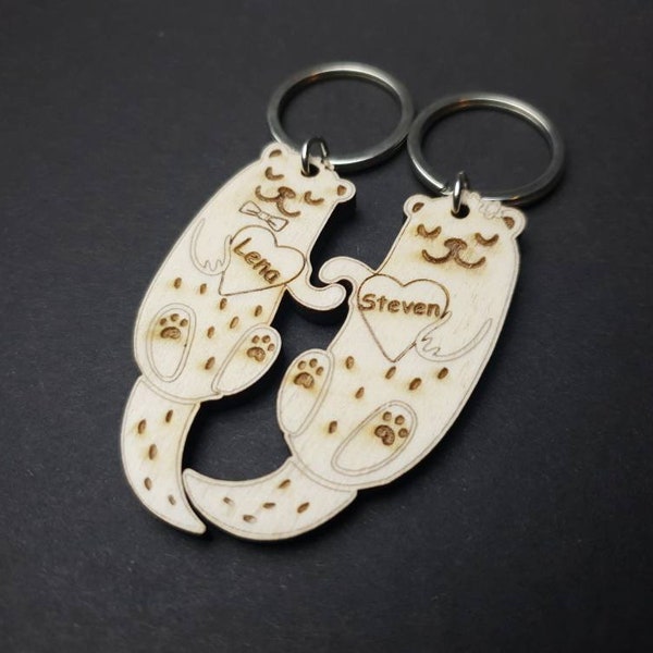 Personalized Otter Keychain Partner Set, Easter, Couple Pendant, Friendship Pendant, New Year's Eve, Valentine's Day, Sea Otter