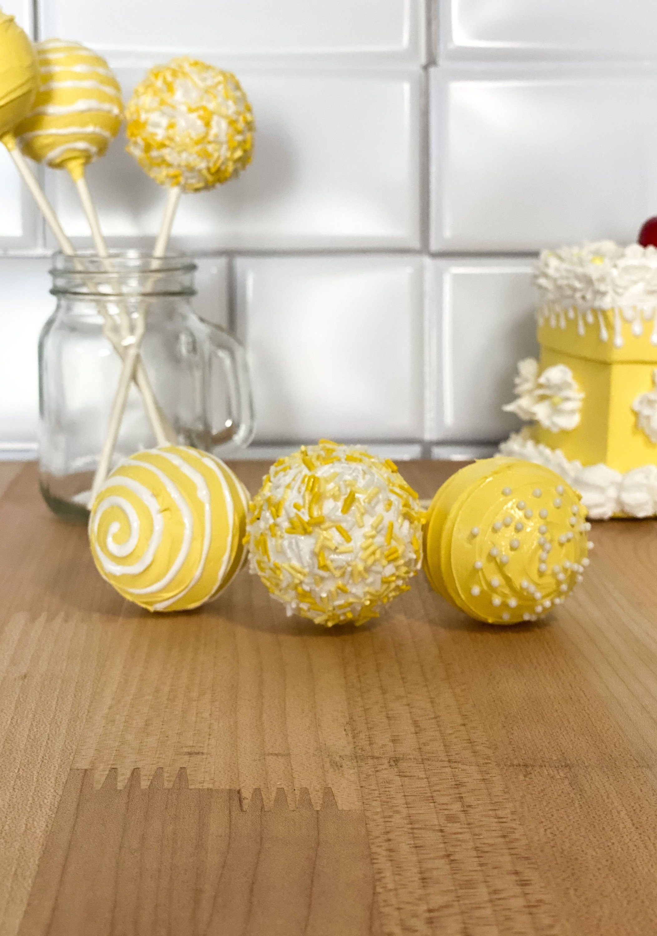 SET OF THREE Faux Cake Pops Fall Dessert Lollipop Prop Etsy