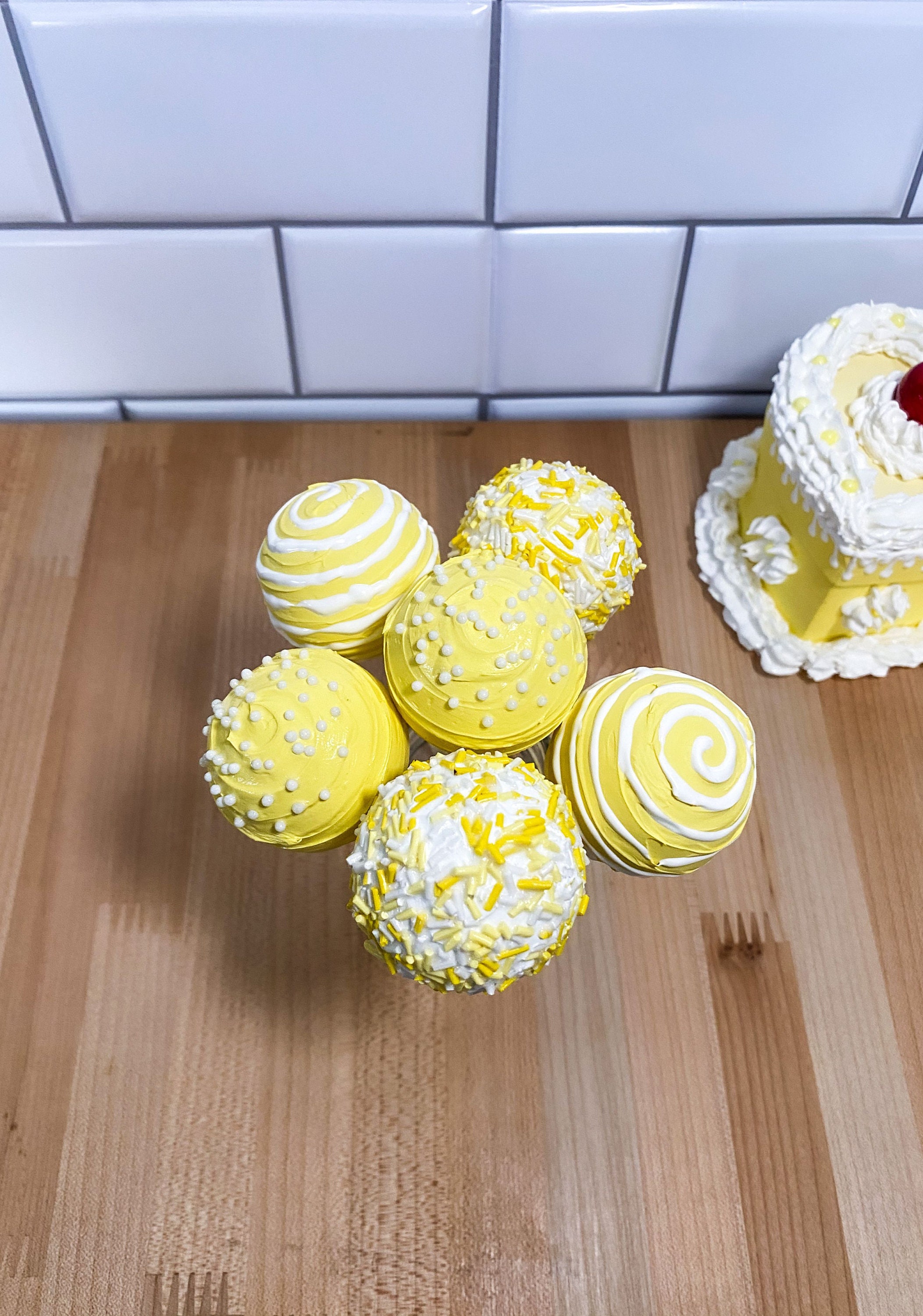 SET OF THREE Faux Cake Pops Fall Dessert Lollipop Prop Etsy