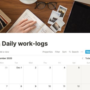 May include: A calendar view of a daily work log for December 2020. The calendar is on a computer screen and shows the days of the week and the dates. The calendar is in a light blue and white color scheme.