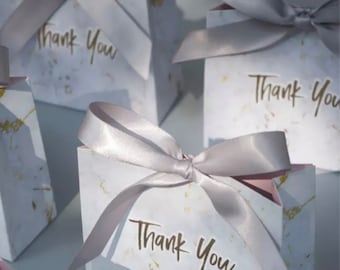 Mini Grey Marble Favor Boxes - Wedding, Shower Candy Boxes
