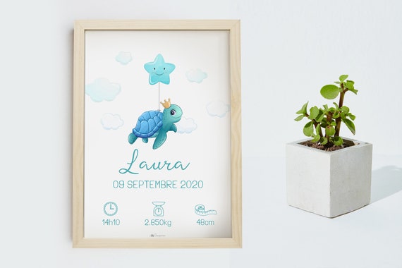 Cadeaux personnalisés – pancarte ventouse bébé tortue avec prénom