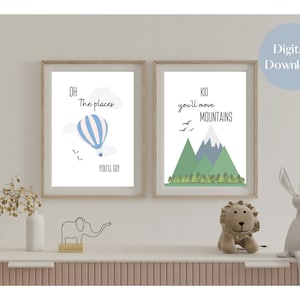 Oh The Places You&#39;ll Go Hot Air Balloon - Digital Nursery Print - Playroom or Classroom Digital Print - Inspirational Print
