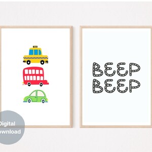 Beep Beep! Bus Taxi Car Digital Digital Print for Nursery or Playroom
